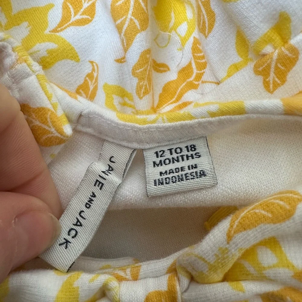 Janie and Jack Girls Floral Puff Sleeve Ponte Dress Yellow NWOT (12-18 Mo)